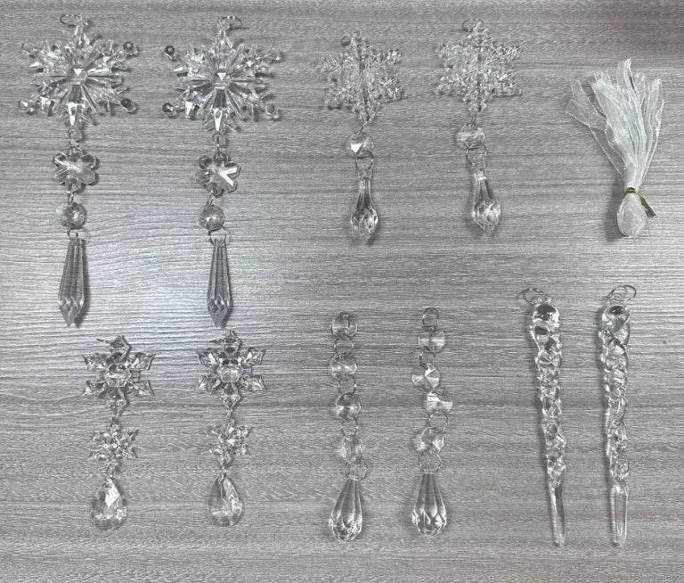 BowLift | 10pcs Christmas Tree Hanging Pendants Acrylic Ice Strip Snow Ceiling Xmas Ornaments New Year Christmas Decoration Home Decor