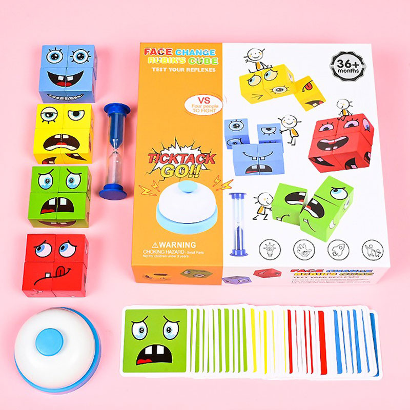 BowLift | Children's Wooden Face Changing Magic Cube Building Block Toy Set