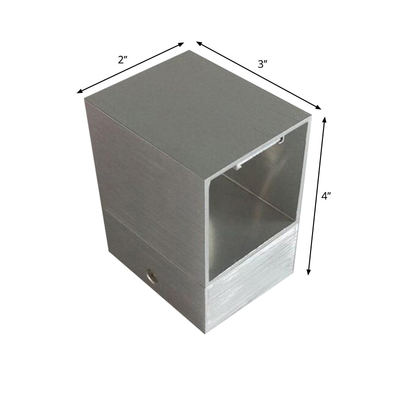 BowLift | Cube Small Wall Mount Light Simple Metal Silver LED Wall Lamp Lighting Fixture in 7 Color/Blue/Red Light for Bedroom