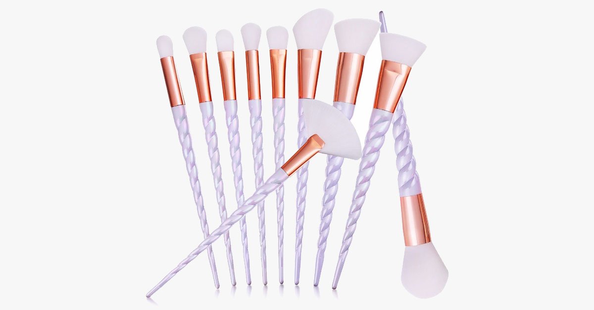 BowLift | Professional 10-piece Unicorn Brush Set – Add colors and loads of bling to your make-up set