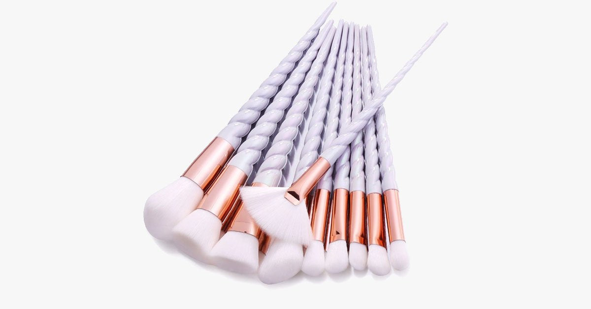 BowLift | Professional 10-piece Unicorn Brush Set – Add colors and loads of bling to your make-up set