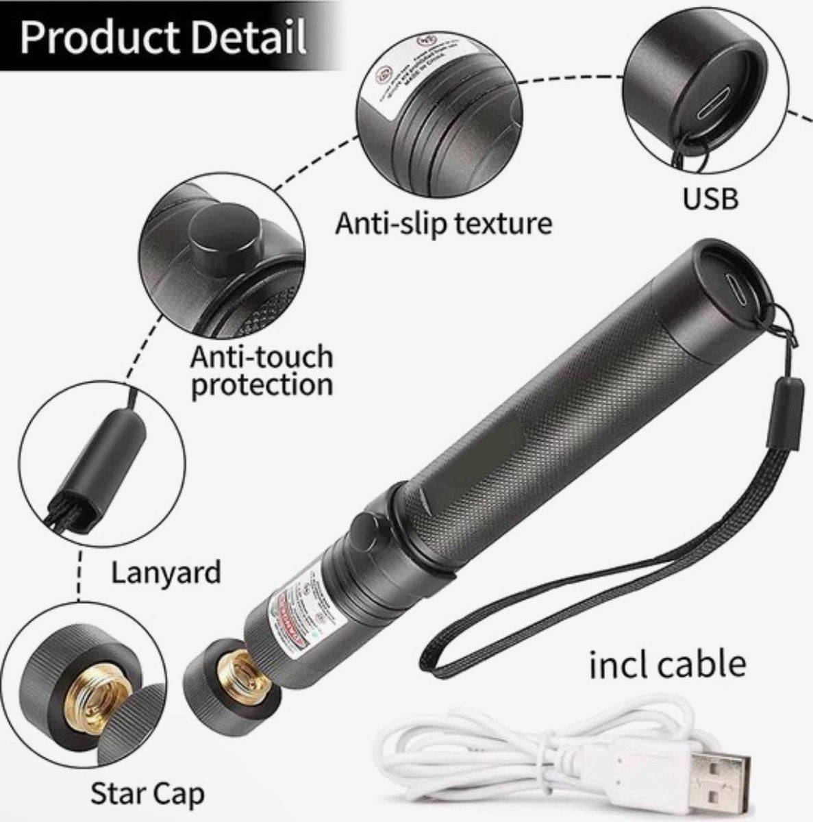 BowLift | Laser Pointer Rechargeable Green USB Metal Pen