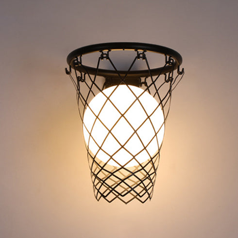 BowLift | Slamora Children's Wall Light | Basketball Hoop Design | Glass & Metal | Art Deco Style | Bedroom Light
