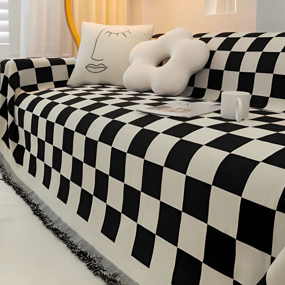 BowLift | Checkerboard Anti-Scratch Sofa Cover