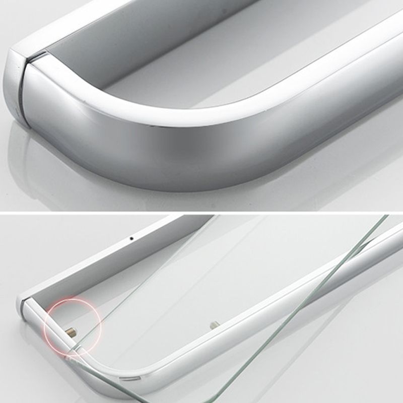 BowLift | Contemporary silver bathroom set with bathroom shelf and towel rail