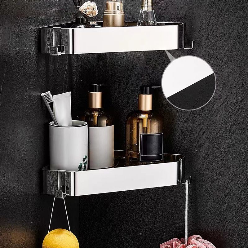 BowLift | 2-piece stainless steel bathroom accessory set 30 cm W triangular bathroom shelf