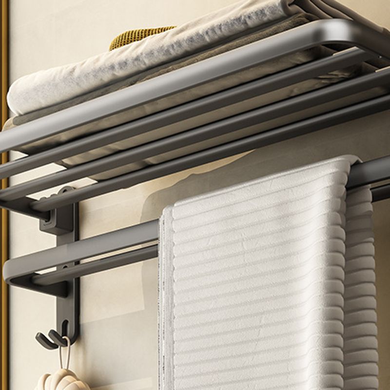 BowLift | Contemporary Bathroom Accessory Set Gray Aluminum Bathroom Shelf/Towel Rack/Bathtub Hook