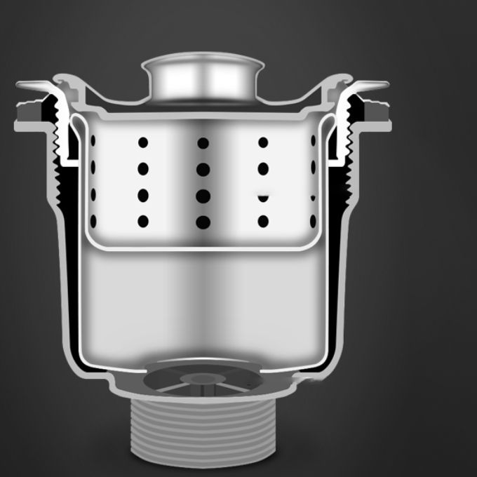 BowLift | Round Stainless Steel Sink Built-in Sink with Basket Strainer