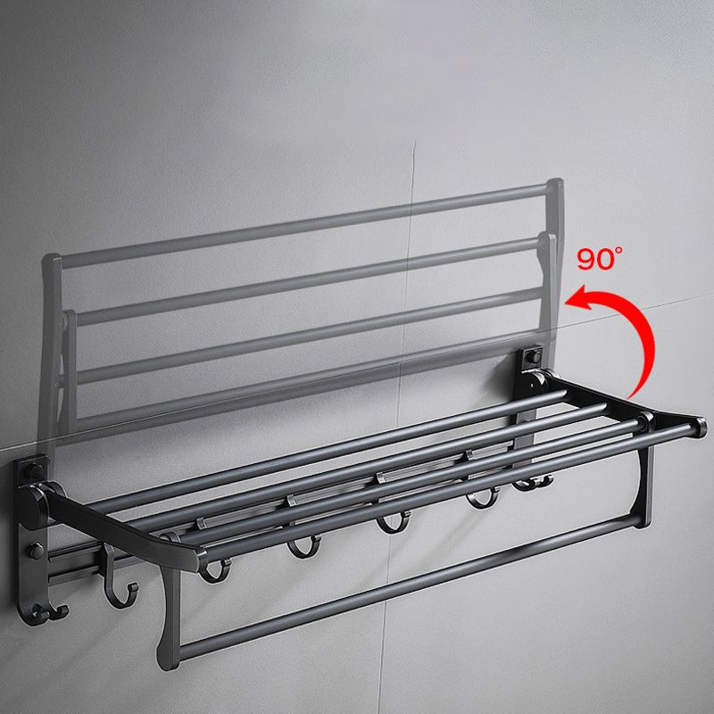 BowLift | 6-piece modern bathroom hardware set in matte black with bathroom shelf/towel holder & bathrobe hook