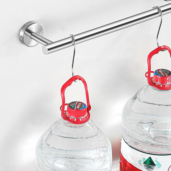 BowLift | Modern Bathroom Hardware Set in Stainless Steel Brushed Chrome Towel Bar/Ring & Bathrobe Hook