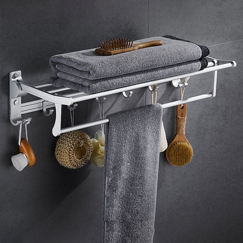 BowLift | Contemporary silver metal bathroom accessory set with towel holder