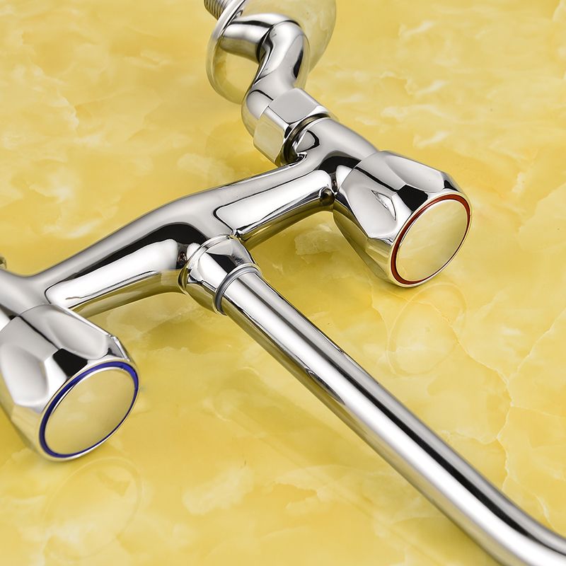 BowLift | Contemporary Widespread Sink Faucet Knob Handle Goose Neck Arc Solid Brass Faucet