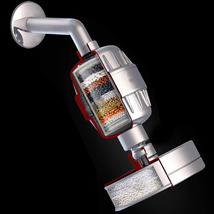 BowLift | Contemporary solid shower head in silver with Catalyst wall-mounted shower head