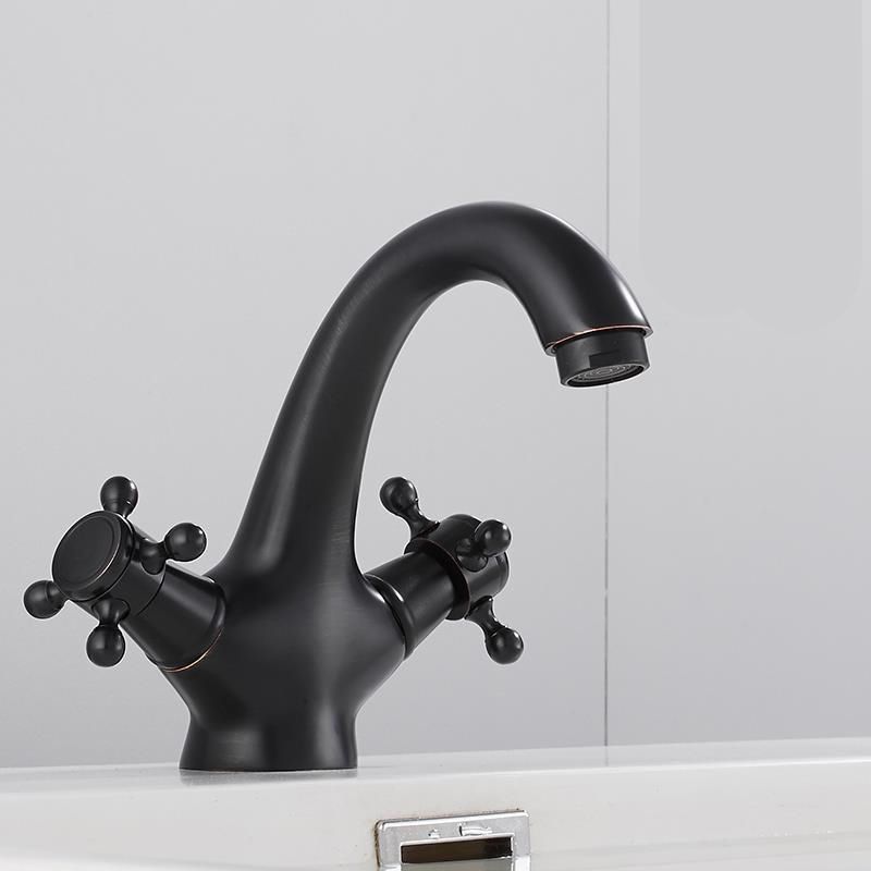 BowLift | Centered Basin Mixer Single Hole Bathroom Faucet with 2 Cross Handles