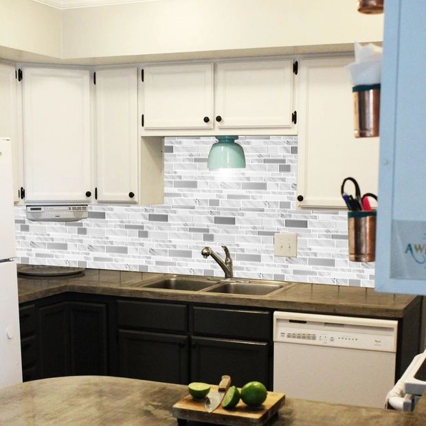 BowLift | Peel & Stick Subway Tile Stain Resistant Plastic Rectangle Peel and Stick Tile 2-Pack