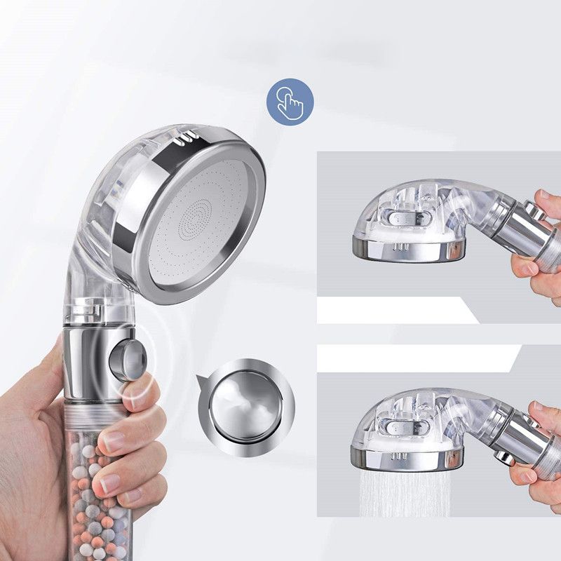 BowLift | Modern Handheld Shower Head Round Filter Ball Spray Head in Silver
