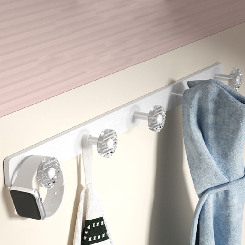 BowLift | White Bathroom Accessory Set Metal & Acrylic Bathroom Set with Bath Shelf/Towel Hook