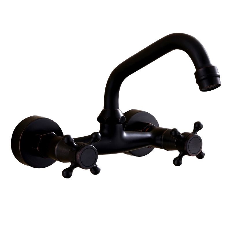 BowLift | Black Wall-Mounted Bathroom Faucet American Classic Widespread Sink Faucet