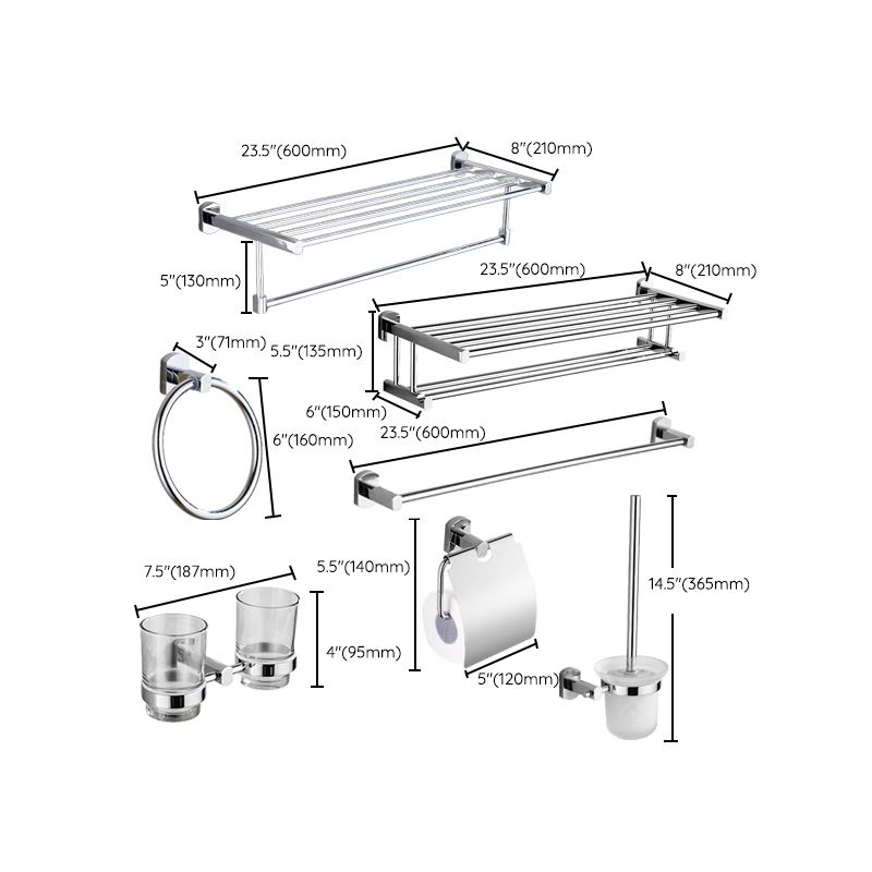 BowLift | Contemporary Bathroom Accessories Hardware Set made of silver metal