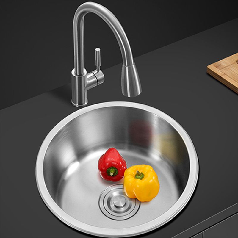BowLift | Contemporary Single Bowl Kitchen Sink Round Stainless Steel Sink with Drain Strainer Set