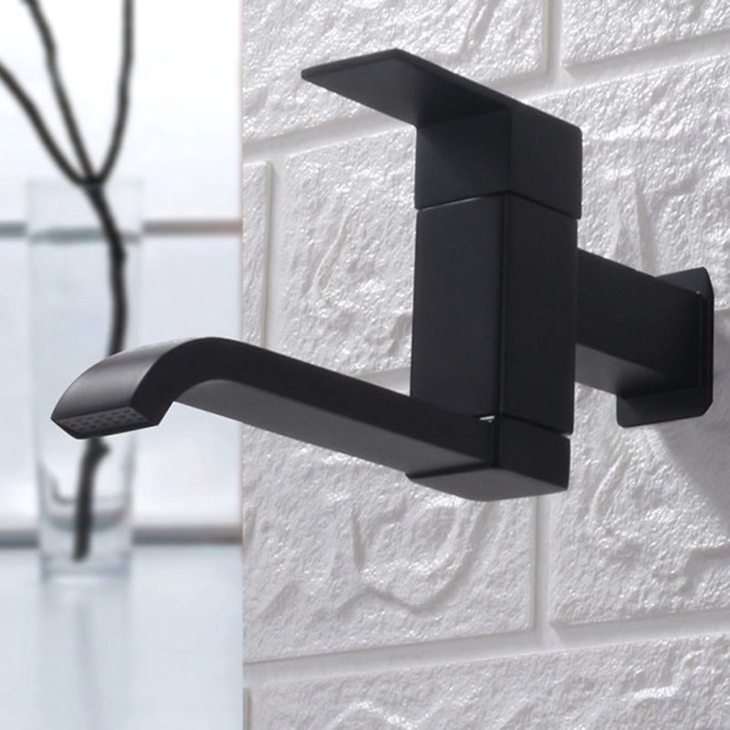 BowLift | Contemporary Wall Mounted Bathroom Faucet Lever Handles Low Arc Swivel Brass Faucet