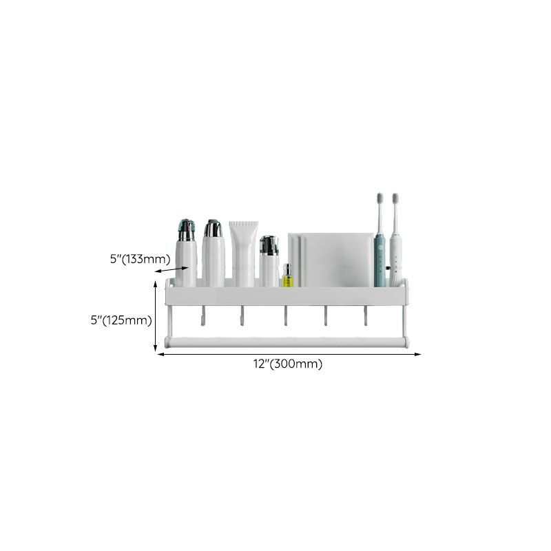 BowLift | 2-piece modern bathroom accessory set White rectangular bath shelf