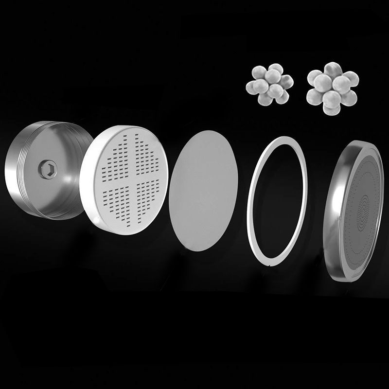 BowLift | Contemporary solid shower head in silver with Catalyst wall-mounted shower head