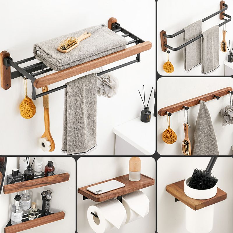 BowLift | Walnut Brown Bathroom Accessory Set Metal Folding Bath Hardware Set