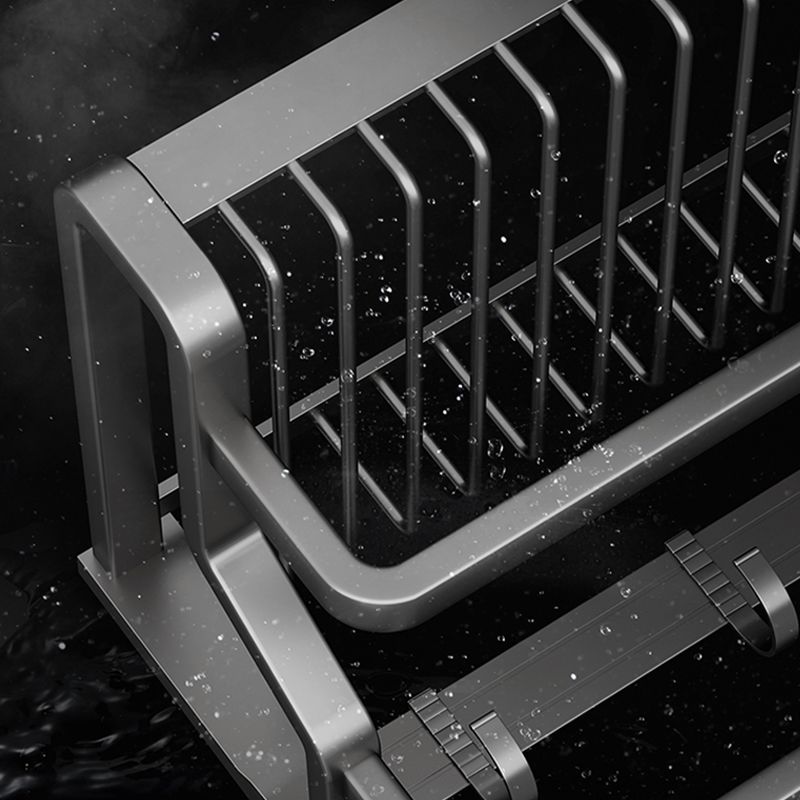 BowLift | Contemporary bathroom accessory set made of matte stainless steel-aluminum with bathrobe hook/towel rail