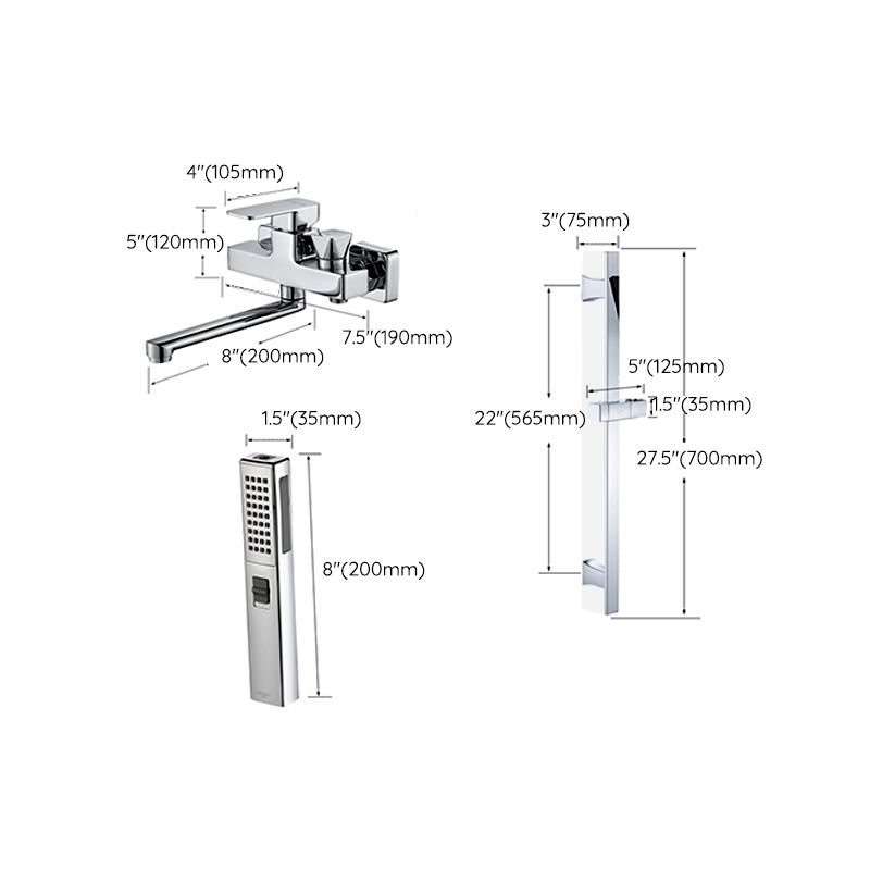BowLift | Wall Mounted Bathtub Faucet Trim Polished Chrome Swivel Spout with Hand Shower