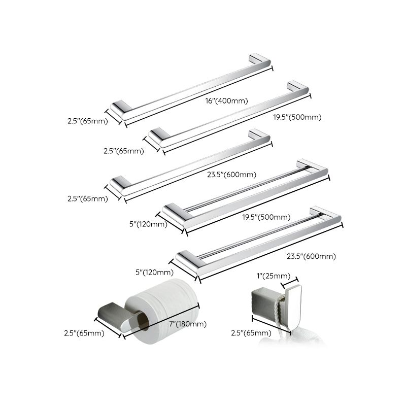 BowLift | Contemporary bathroom accessories single item or in set in silver