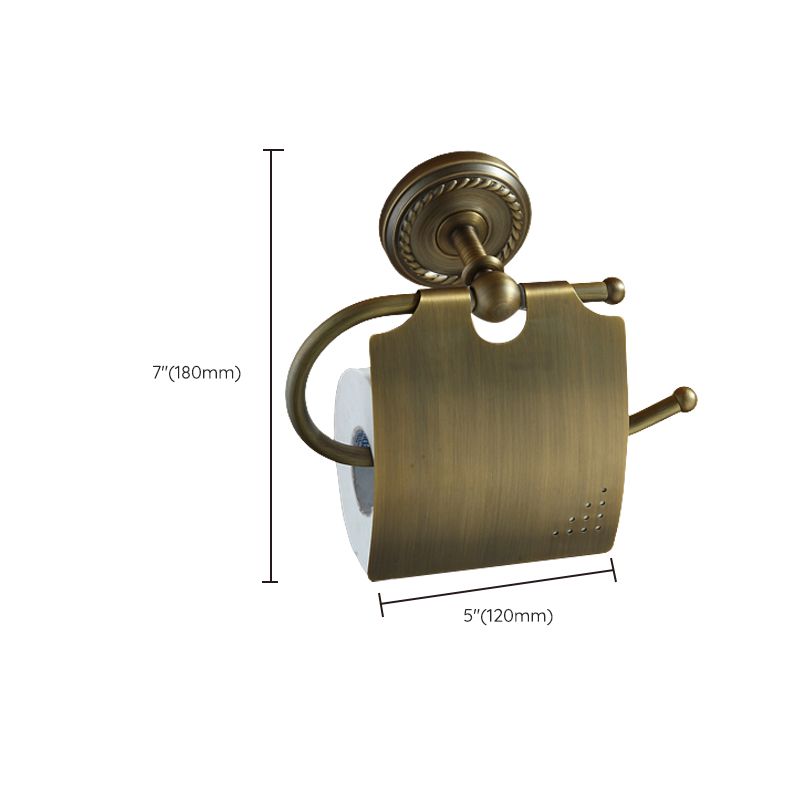 BowLift | Worn Brass Traditional Bathroom Set with Bath Shelf/Paper Holder & Towel Bar