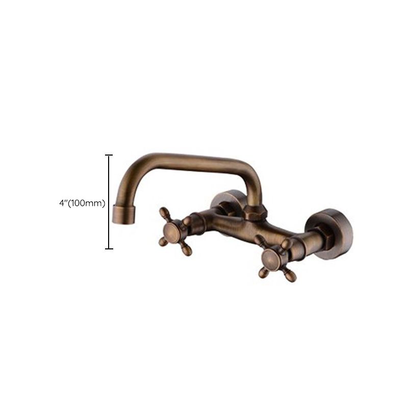 BowLift | Industrial Bathtub Outlet Trim Wall Mounted Full Copper Dual Cross Handle Low Arc Bathtub Faucet