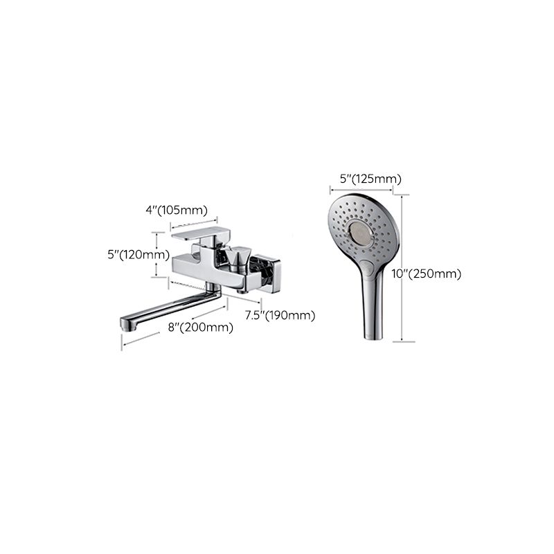 BowLift | Wall Mounted Bathtub Faucet Trim Polished Chrome Swivel Spout with Hand Shower