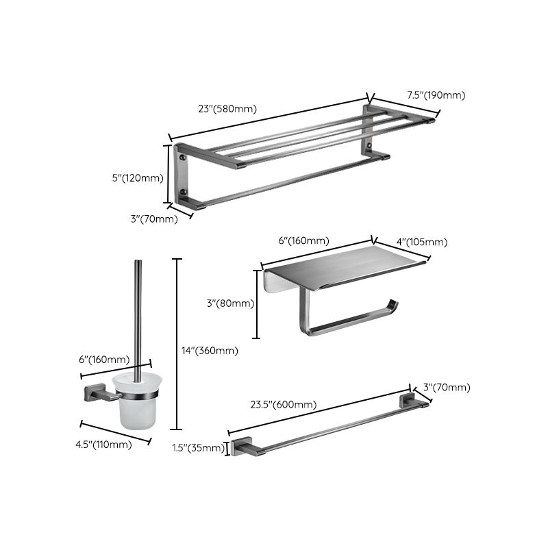 BowLift | Matte Gray Bathroom Set Metal Bathroom Accessories Hardware Set