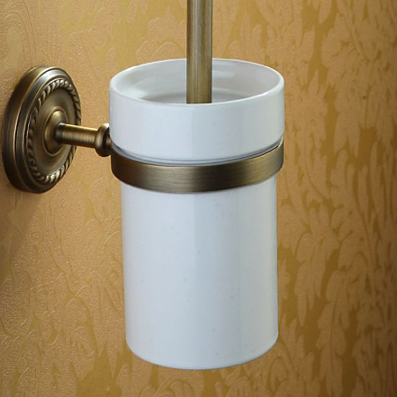 BowLift | Worn Brass Traditional Bathroom Set with Bath Shelf/Paper Holder & Towel Bar