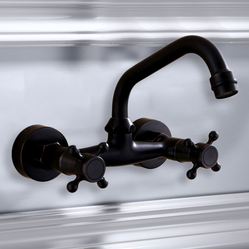 BowLift | Black Wall-Mounted Bathroom Faucet American Classic Widespread Sink Faucet