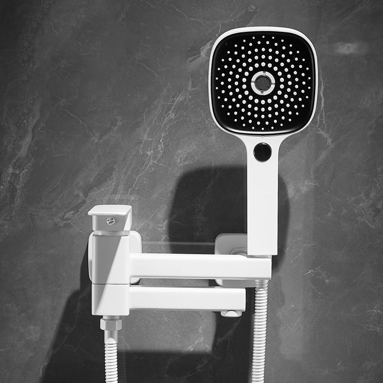 BowLift | White Bath Water Faucet Trim Single Lever Handle Swivel Spout Wall Mounted Hand Shower Bathtub Filler