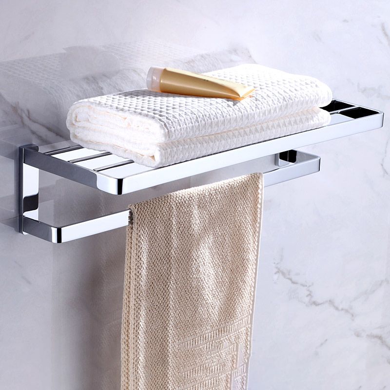 BowLift | Chrome brass modern bathroom accessory set with towel bar/ ring/ paper holder & bathrobe hook