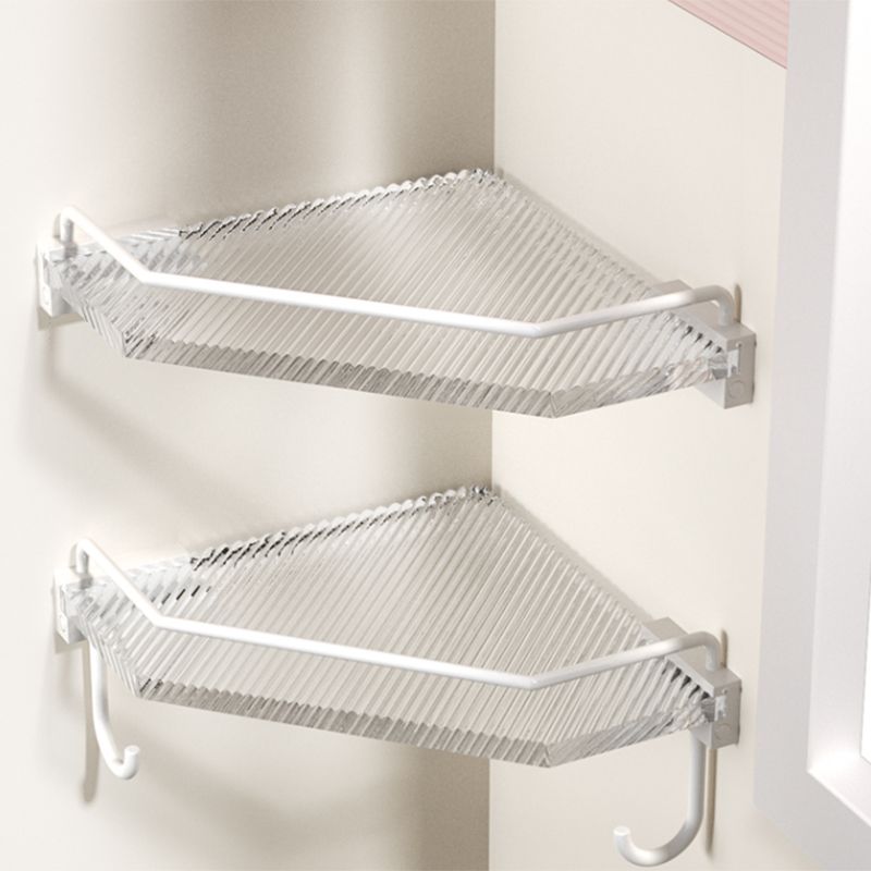 BowLift | White Bathroom Accessory Set Metal & Acrylic Bathroom Set with Bath Shelf/Towel Hook