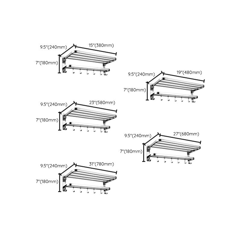 BowLift | Contemporary bathroom accessory set made of chrome-plated stainless steel with bathrobe hooks/towel rail