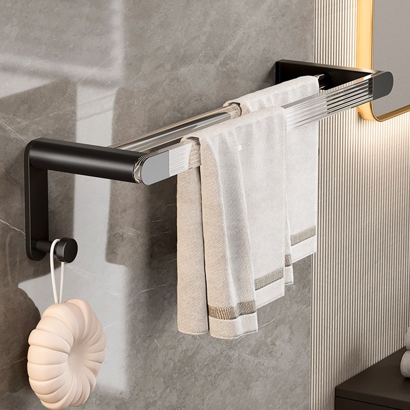 BowLift | Mattes Black Bathroom Hardware Set Metal & Acrylic Bathroom Shelf/Towel Holder/Bathrobe Hook