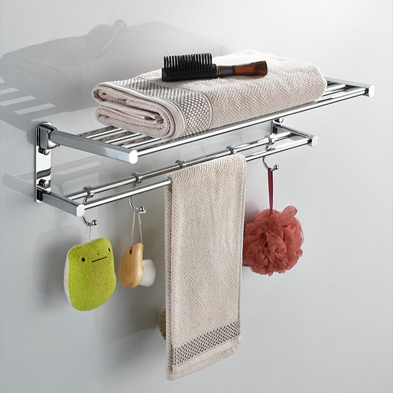 BowLift | Polished Chrome Modern Bathroom Accessory Set Silver Towel Holder/Bath Shelf