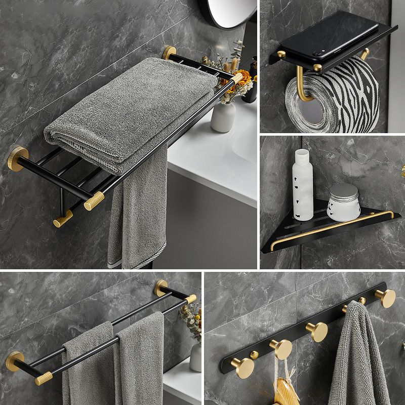 BowLift | 5-piece modern bathroom accessory set made of black brass bathroom hardware