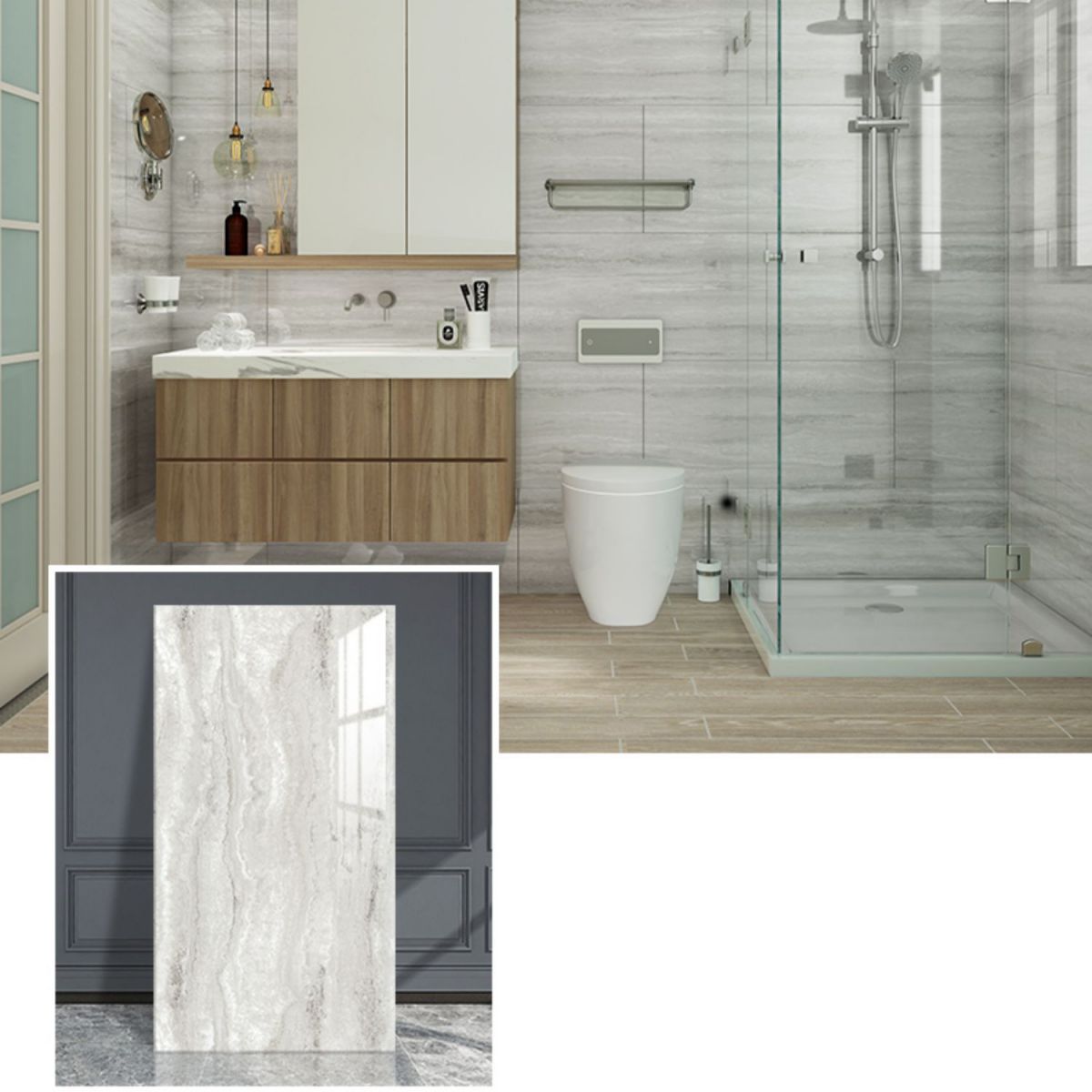 BowLift | Field tile wallpaper plastic waterproof peel and stick back wall with rectangular shape