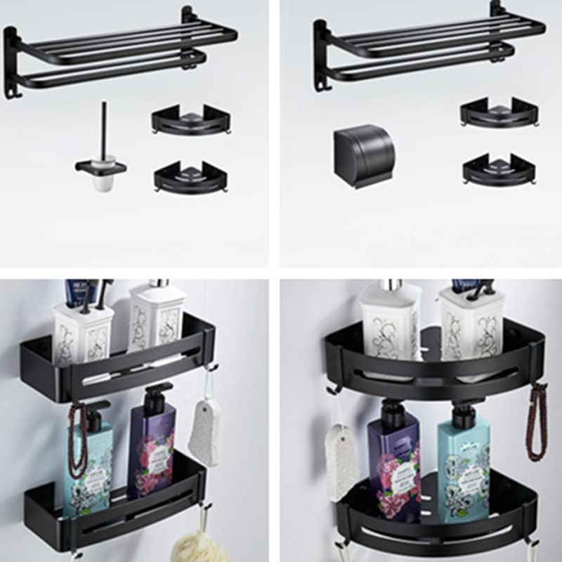 BowLift | Contemporary 8-piece Bathroom Accessory Set Matte Black Bathroom Shelf/Paper Holder/Towel Hook