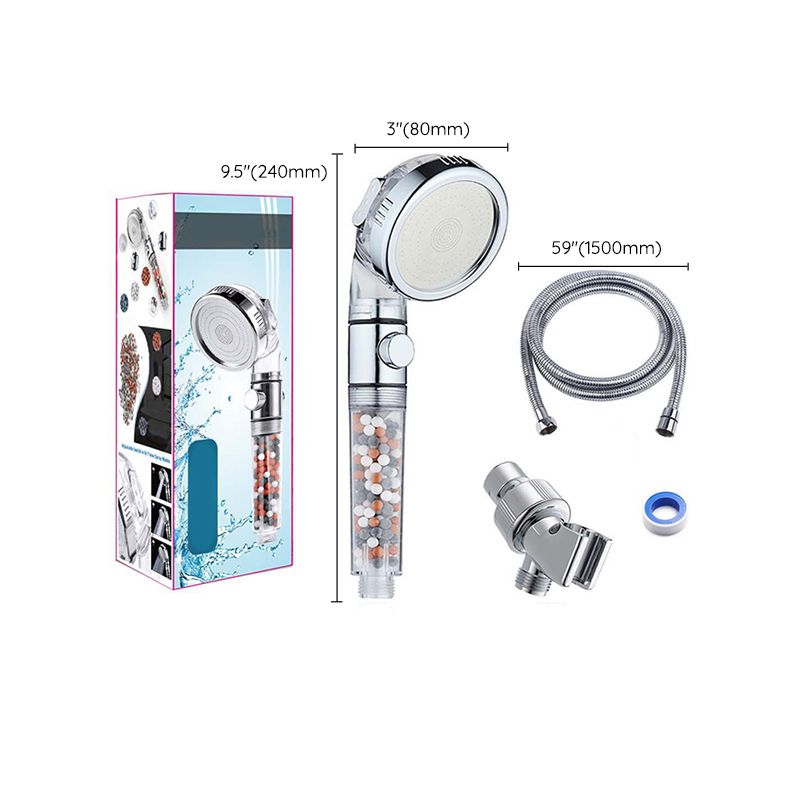 BowLift | Modern Handheld Shower Head Round Filter Ball Spray Head in Silver