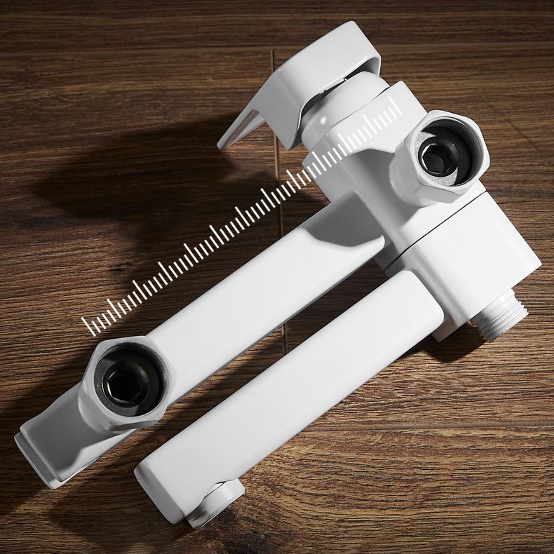 BowLift | White Bath Water Faucet Trim Single Lever Handle Swivel Spout Wall Mounted Hand Shower Bathtub Filler
