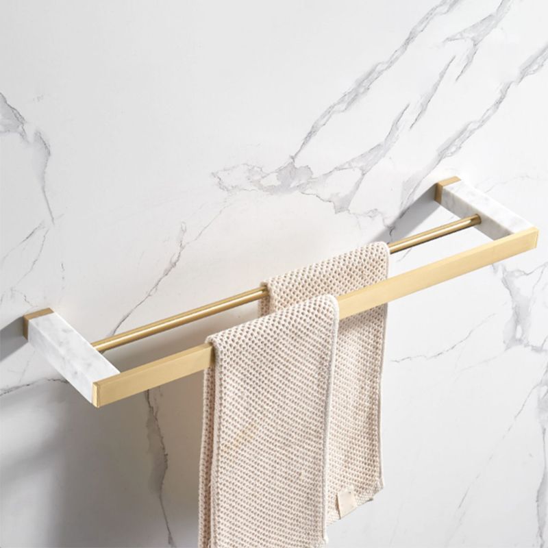BowLift | Brushed Brass Bathroom Accessory Set Metal & Marble Bathroom Hardware Set with Bathtub Shelf