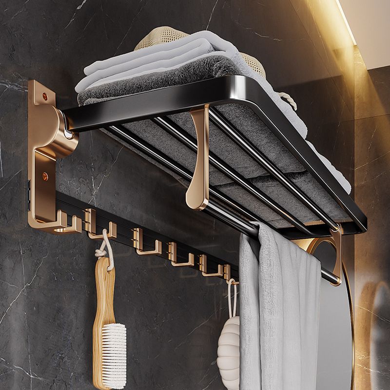 BowLift | Black and Brass Bathroom Hardware Set Modern Stainless Steel Bathroom Shelf/Towel Holder/Paper Holder